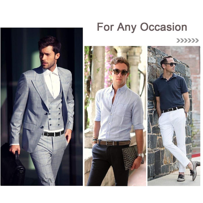 WERFORU Men's Ratchet Belts, 2 Pack Leather Belts for Men Dress and Casual with Automatic Buckle - Image 3